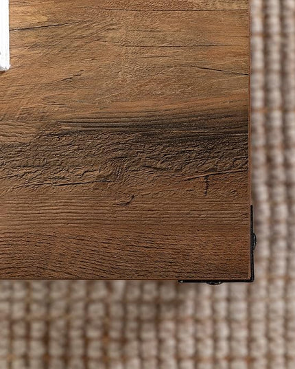 Walker Edison Sedalia Modern Farmhouse Metal X Coffee Table, 40 Inch, Rustic Oak - LeafyLoom
