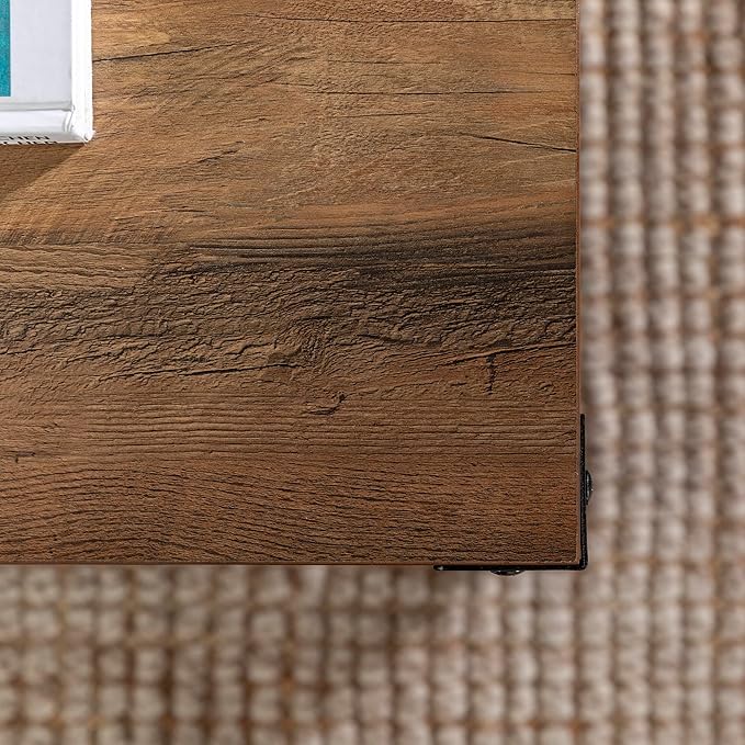 Walker Edison Sedalia Modern Farmhouse Metal X Coffee Table, 40 Inch, Rustic Oak - LeafyLoom