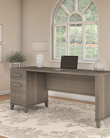 Bush Furniture Somerset 72W Office Desk with Drawers in Ash Gray - LeafyLoom