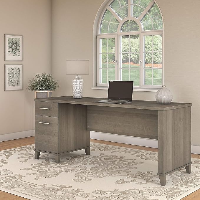 Bush Furniture Somerset 72W Office Desk with Drawers in Ash Gray - LeafyLoom