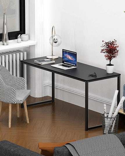 SHW Home Office 55-Inch Computer Desk, 24" Deep, Black - LeafyLoom
