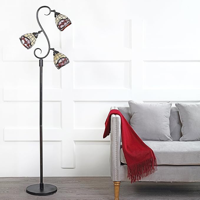 JONATHAN Y JYL8013A Walker Tiffany-Style 70.5" Multi-Light LED Floor Lamp, Tiffany, Traditional, Elegant, Office, Living Room, Family Room, Dining Room, Bedroom, Hallway, Foyer, Bronze - LeafyLoom