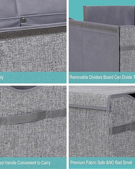 VICTOR'S Kids Toy Box Chest - Extra Large Lightweight Collapsible Toy Storage Organizer Boxes Bins Baskets for Kids, Boys, Girls, Nursery Room, Playroom, Closet (Linen Gray) - LeafyLoom