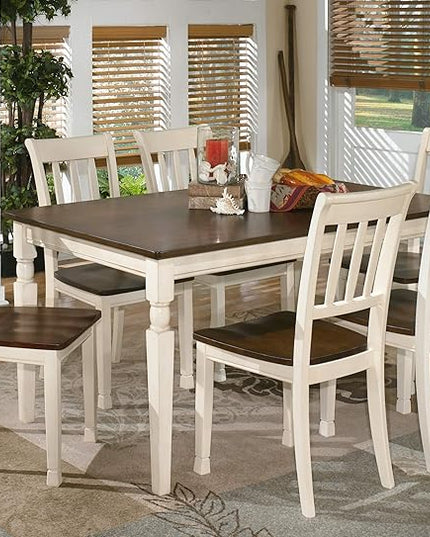 Signature Design by Ashley Whitesburg Cottage Rake Back Dining Chair, Set of 2, Brown & Off-White - LeafyLoom