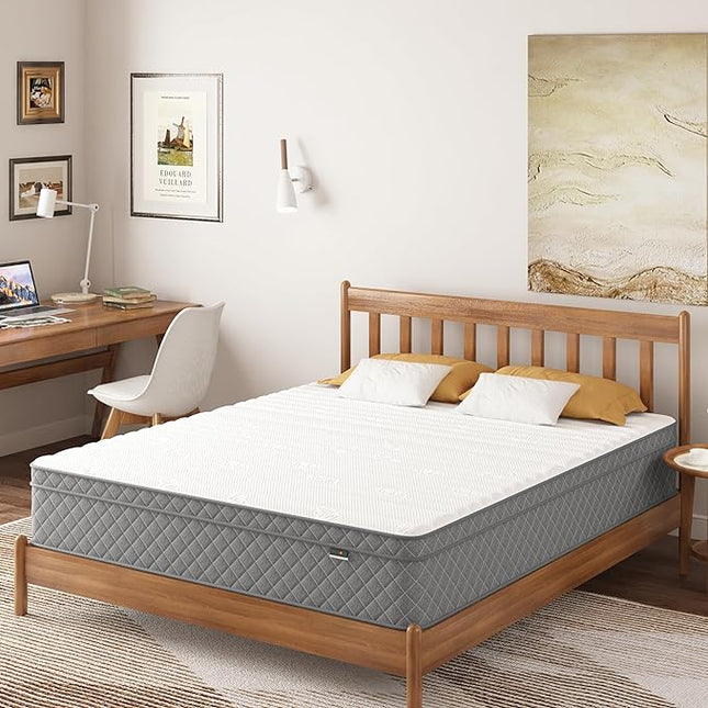 Queen Mattress, 12 Inch Cooling-Gel Memory Foam and Pocket Spring Hybrid Mattress, Queen Bed Mattress in a Box, CertiPUR-US Certified, Medium Firm, Queen Size Mattress - LeafyLoom