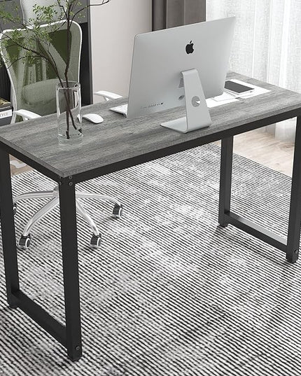 47 Inch Small Space Computer Desk, Home Office Desk, Heavy Duty Multipurpose Table, Study Desk Workstation, Gray - LeafyLoom