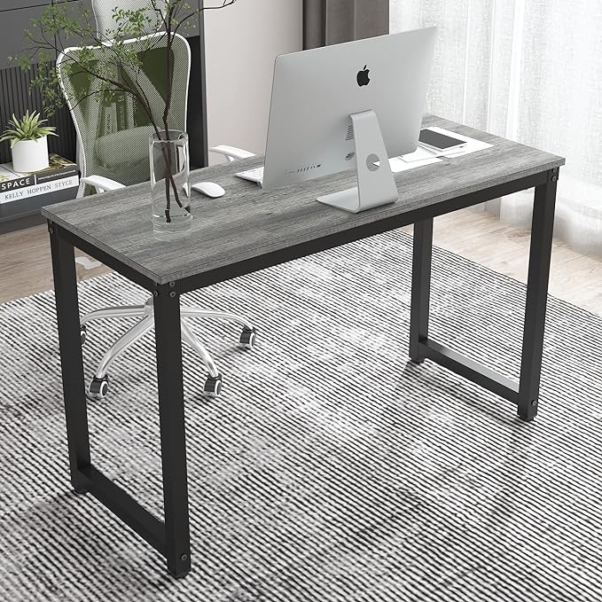 47 Inch Small Space Computer Desk, Home Office Desk, Heavy Duty Multipurpose Table, Study Desk Workstation, Gray - LeafyLoom