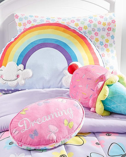 Dream Factory Sweet Butterfly Ultra Soft Microfiber Girls Comforter Set, Purple, Twin - LeafyLoom