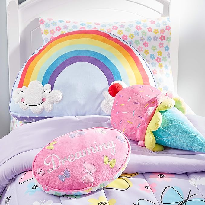 Dream Factory Sweet Butterfly Ultra Soft Microfiber Girls Comforter Set, Purple, Twin - LeafyLoom