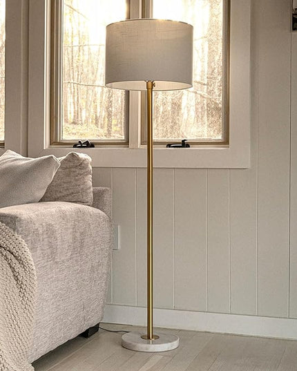 JONATHAN Y JYL3022A June 65" Adjustable Metal/Marble LED Floor Lamp, Modern, Contemporary, Elegant, Glam, Office, Living Room, Family Room, Dining Room, Bedroom, Hallway, Foyer, Brass - LeafyLoom