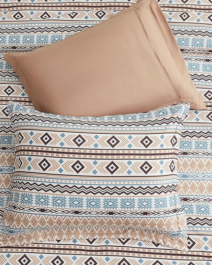 CASAAGUSTO Twin Comforter Set, 6 Pieces Terrcotta Boho Comforter Set, Microfiber Cozy Bohomian Bedding Set with Decor Pillow, Lightweight Breathable for All Seasons - LeafyLoom