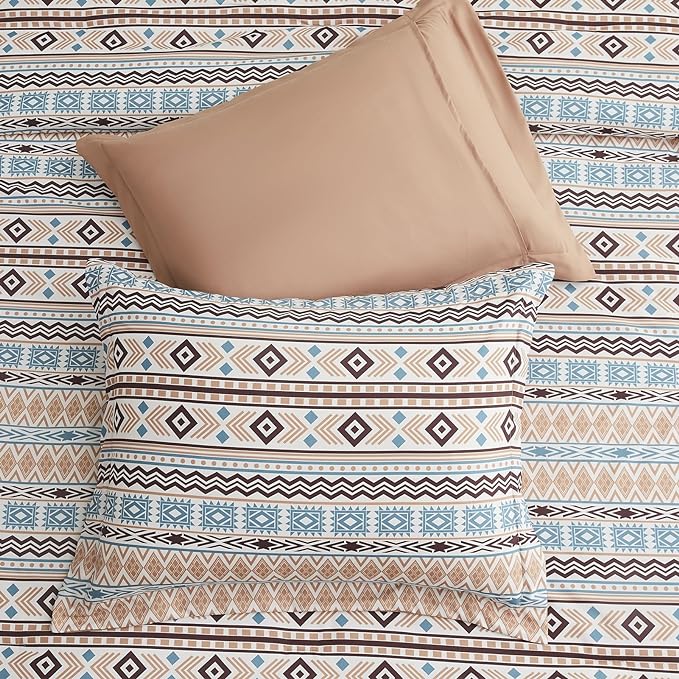 CASAAGUSTO Twin Comforter Set, 6 Pieces Terrcotta Boho Comforter Set, Microfiber Cozy Bohomian Bedding Set with Decor Pillow, Lightweight Breathable for All Seasons - LeafyLoom