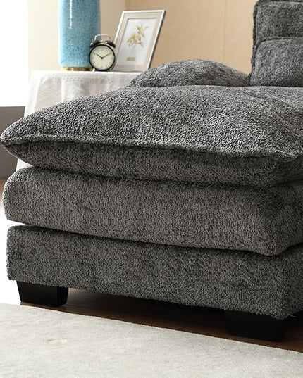Oversized Modular Sectional Sofa Cloud Couch, U Shaped Chenille Upholstered Overstuffed Corner Couch with Double Chiase Lounge and Solid Wood Legs, 6 Seater Soft Sleeper Sofa&Couches for Home - LeafyLoom