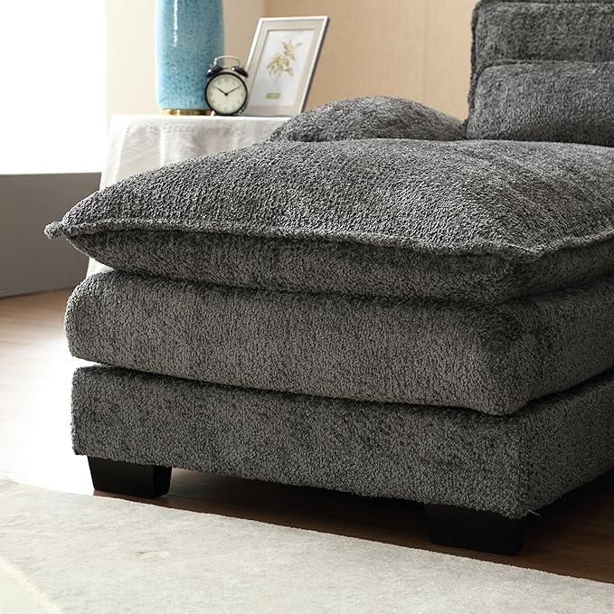 Oversized Modular Sectional Sofa Cloud Couch, U Shaped Chenille Upholstered Overstuffed Corner Couch with Double Chiase Lounge and Solid Wood Legs, 6 Seater Soft Sleeper Sofa&Couches for Home - LeafyLoom