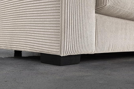 110" Modern L-shaped Sectional Sofa with Big Chaise,Upholstered Sleeper Couch W/ 6 Throw Pillows & Generously Armrests,Easy Assembly,Spacious Loveseat for Living Room Apartment Home,Beige - LeafyLoom