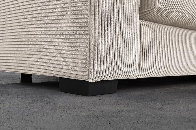 110" Modern L-shaped Sectional Sofa with Big Chaise,Upholstered Sleeper Couch W/ 6 Throw Pillows & Generously Armrests,Easy Assembly,Spacious Loveseat for Living Room Apartment Home,Beige - LeafyLoom