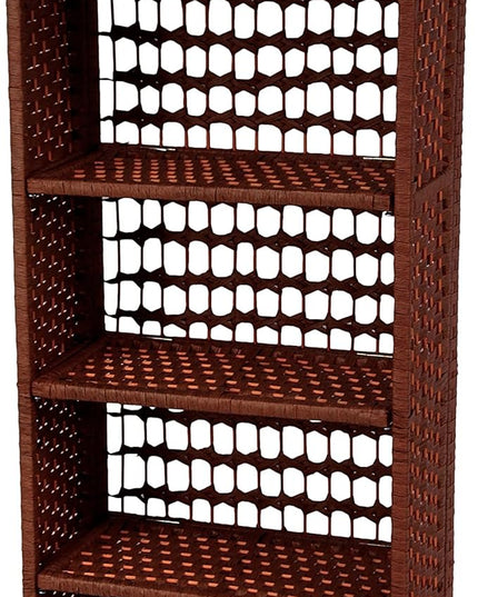 Oriental Furniture 53" Natural Fiber Shelving Unit - Mahogany - LeafyLoom