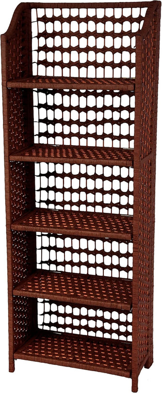 Oriental Furniture 53" Natural Fiber Shelving Unit - Mahogany - LeafyLoom