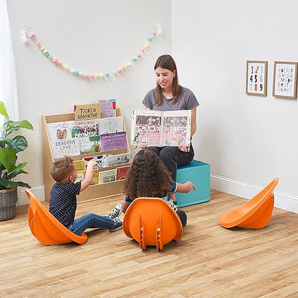 ECR4Kids Leaf Floor Seat, Rocker Chair, Orange, 6-Piece - LeafyLoom
