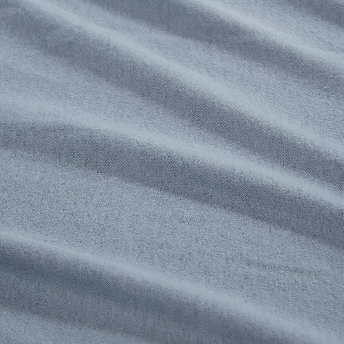 Comfort Spaces Cotton Flannel Breathable Warm Deep Pocket Sheets With Pillow Case Bedding, Twin, Solid Blue, 3 Piece - LeafyLoom