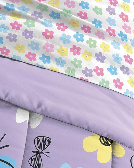 Dream Factory Sweet Butterfly Ultra Soft Microfiber Comforter Set, Purple, Full - LeafyLoom