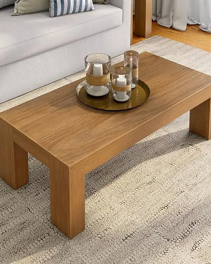 Plank+Beam Modern Rectangular Coffee Table, Solid Wood, 48 Inch, Medium Sized Coffee Table, Center Tables for Small Spaces, Living Space Medium Tea Table, Pecan Wirebrush - LeafyLoom