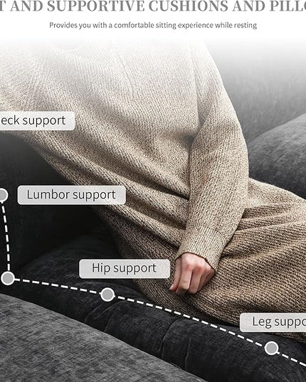 118" Sectional Sofa, L-Shaped Couch Set with Double Cushions and Chaise Lounge, 5-seat Upholstered Indoor Furniture for Living Room, Apartment, Office, 118inch, Gray - LeafyLoom