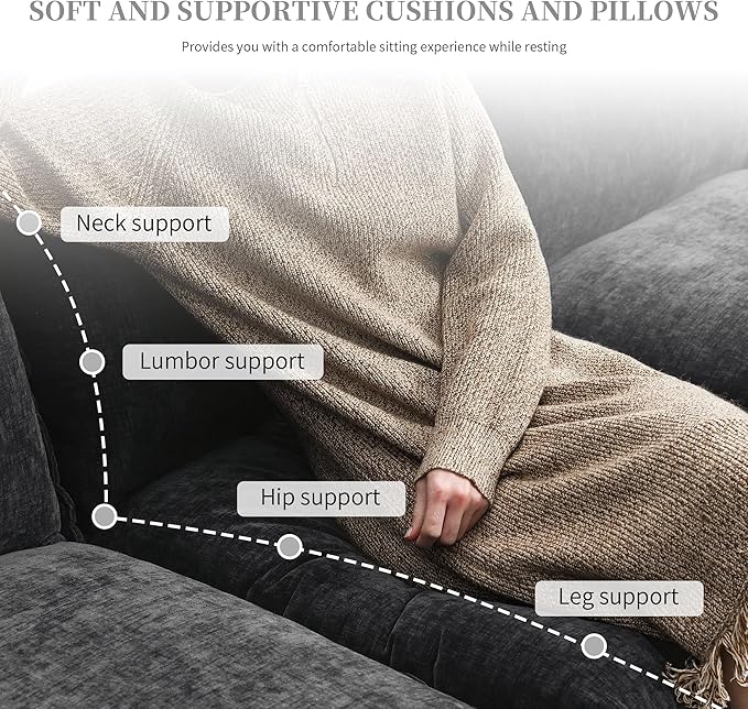 118" Sectional Sofa, L-Shaped Couch Set with Double Cushions and Chaise Lounge, 5-seat Upholstered Indoor Furniture for Living Room, Apartment, Office, 118inch, Gray - LeafyLoom