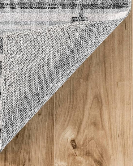 nuLOOM Bonny Diamond Striped Machine Washable Ultra Thin Area Rug, 4' x 6', Ivory - LeafyLoom