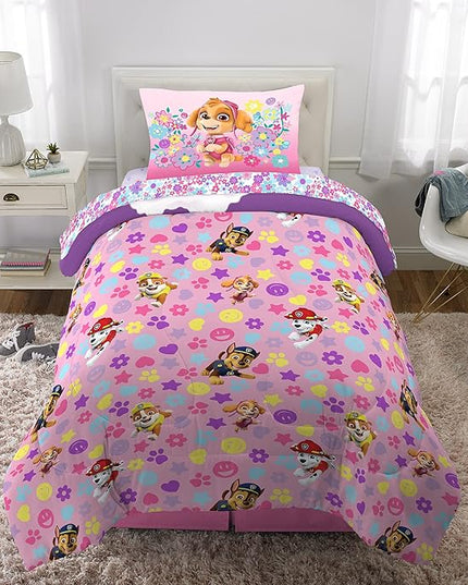 Paw Patrol Girls Kids Bedding Super Soft Comforter and Sheet Set, (4 Piece) Twin Size, (Official) Nickelodeon Product By Franco - LeafyLoom
