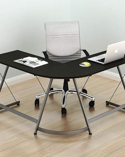 SHW L-Shaped Computer Gaming Desk, Espresso - LeafyLoom