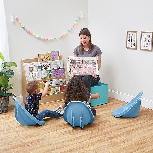 ECR4Kids Leaf Floor Seat, Rocker Chair, Powder Blue, 6-Piece - LeafyLoom