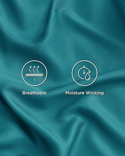 Bedsure Twin XL Sheet Set Dorm Bedding, Cooling Sheets Twin Extra Long Sheets, Rayon Derived from Bamboo, Deep Pocket Up to 16", Hotel Luxury Silky Bedding Sheets & Pillowcases, Turquoise - LeafyLoom