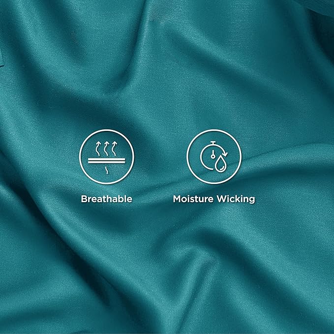 Bedsure Twin XL Sheet Set Dorm Bedding, Cooling Sheets Twin Extra Long Sheets, Rayon Derived from Bamboo, Deep Pocket Up to 16", Hotel Luxury Silky Bedding Sheets & Pillowcases, Turquoise - LeafyLoom