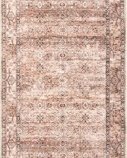 nuLOOM Gwyn Distressed Machine Washable Ultra Thin Runner Rug, 2' 6" x 10', Beige - LeafyLoom