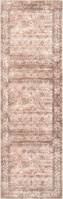 nuLOOM Gwyn Distressed Machine Washable Ultra Thin Runner Rug, 2' 6" x 10', Beige - LeafyLoom
