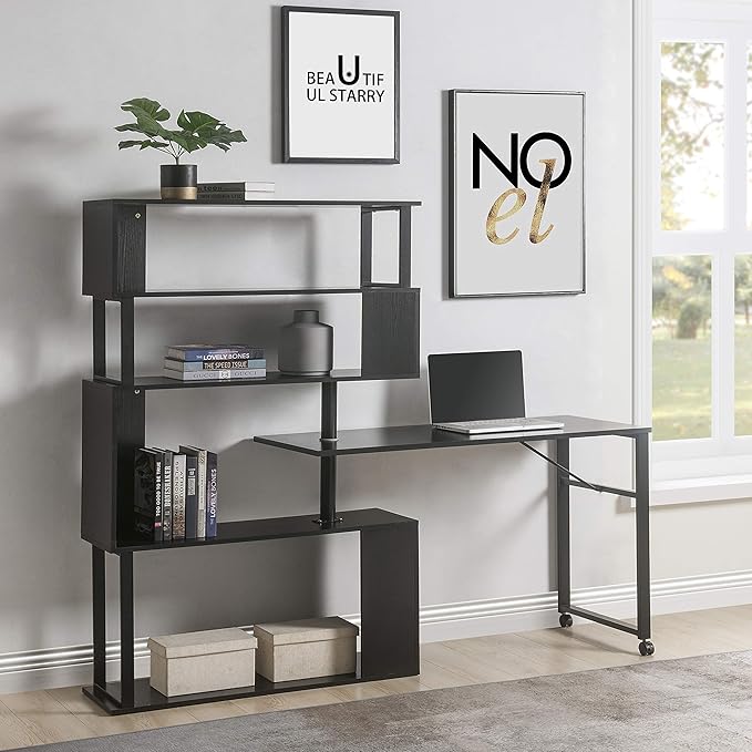 NicBex Kimberly-DW-00056-LWJ Home Office Desks, 47.2"x39.9"x60.2, Black - LeafyLoom