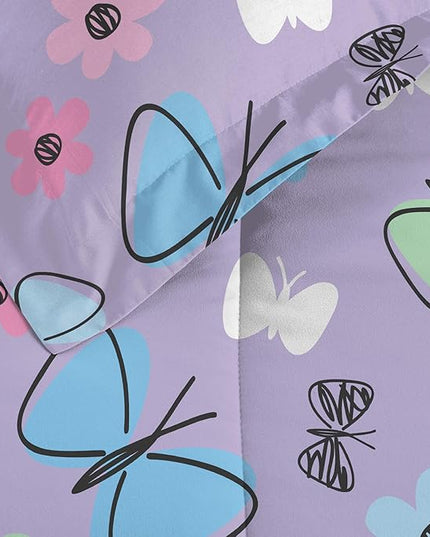 Dream Factory Sweet Butterfly Ultra Soft Microfiber Comforter Set, Purple, Full - LeafyLoom