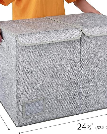 GRANNY SAYS Toy Chest with Lids, Foldable Toy Storage Organizer with Handles, Stuffed Animal Storage for Nursery Room Playroom, Living Room, Large Toy Box for Boys and Girls, Gray - LeafyLoom