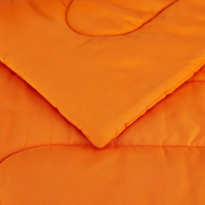 Amazon Basics 2 Piece Microfiber Kid's Comforter and Pillow Sham Set, Toddler, Bright Orange, Solid - LeafyLoom