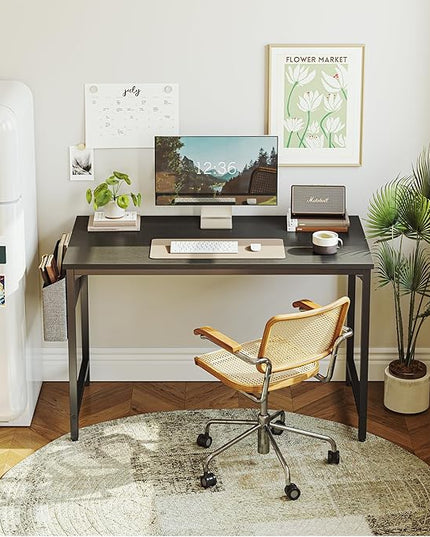 CubiCubi Computer Desk, 63" Study Writing Table for Home Office, Modern Simple Style PC Desk, Black - LeafyLoom