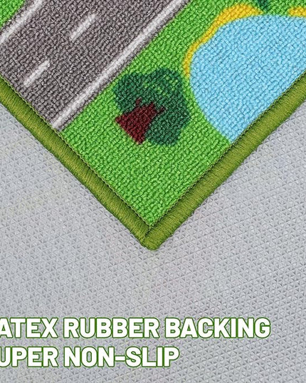 Kids Carpet Playmat Rug 78.7"x59", Car Rug for Kids Cars, Non-Slip Town City Road Map Kids Rug for Playroom Bedroom Boys, Kids Car Mat Road Rug, Track Rug Car Play Rug for Kids (78.7X59 INCH) - LeafyLoom