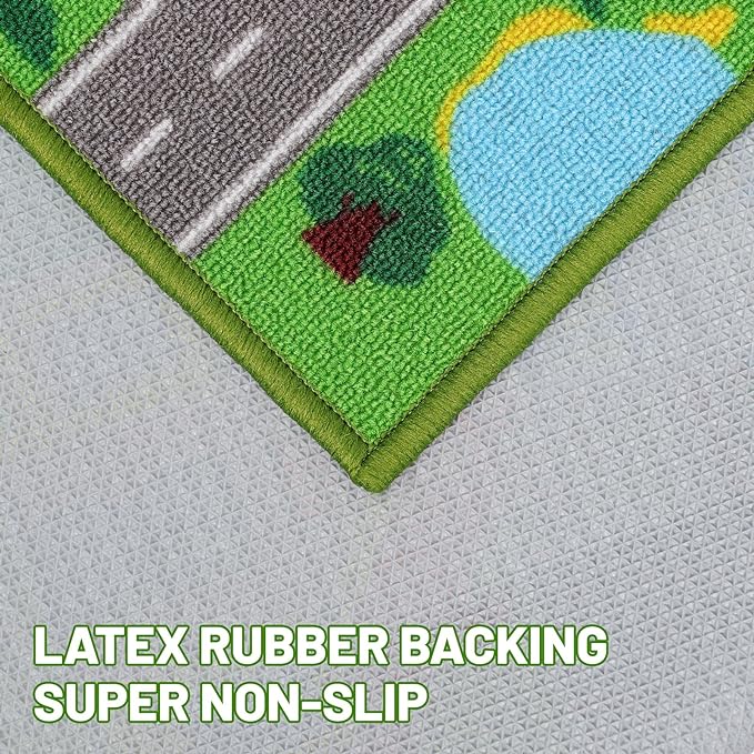 Kids Carpet Playmat Rug 78.7"x59", Car Rug for Kids Cars, Non-Slip Town City Road Map Kids Rug for Playroom Bedroom Boys, Kids Car Mat Road Rug, Track Rug Car Play Rug for Kids (78.7X59 INCH) - LeafyLoom