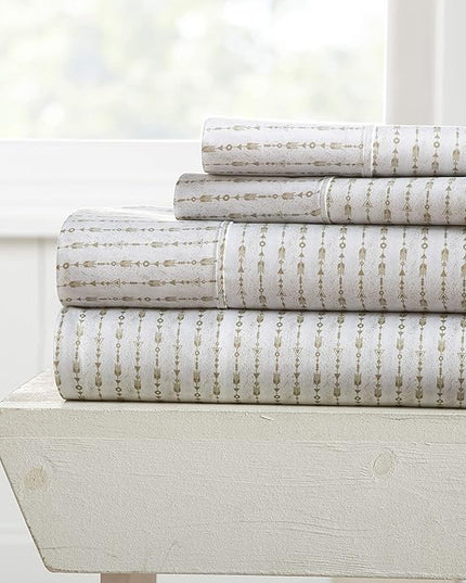 Linen Market 4 Piece Full Bedding Sheet Set (Light Gray Pinstriped) - Sleep Better Than Ever with These Ultra-Soft & Cooling Bed Sheets for Your Full Size Bed - Deep Pocket Fits 16" Mattress - LeafyLoom