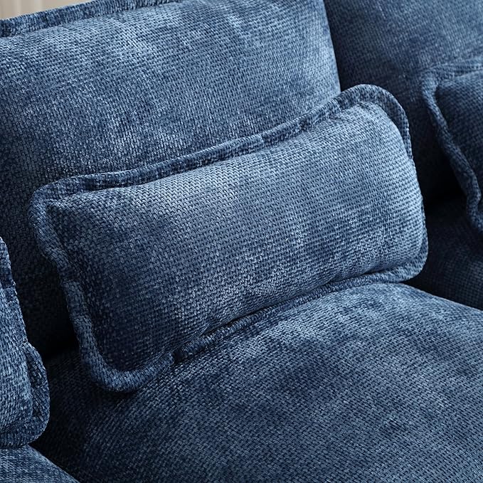 6 Seater Overstuffed Modular Sectional Sofa Cloud Couch with Double Chaise Lounge, U Shaped Chenille Upholstered Leisure Sofa&Couches with Memory Foam and Waist Pillows for Living Room Office - LeafyLoom