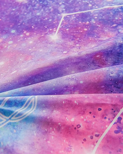 Btargot Lightweight Microfiber 6 Piece Comforter Set, Tie Dye Galaxy Constellation Pattern Bedding Set for Boys Girls Teen, Queen Purple - LeafyLoom