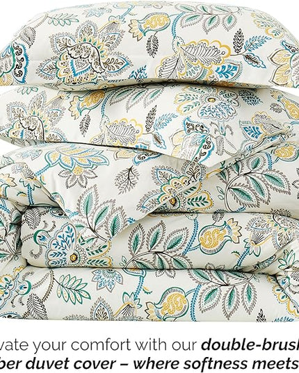 Southshore Fine Living, Inc. Wanderlust Oversized Twin Comforter Set, Down Alternative Boho Bedspread, Victorian Print Comforter, Twin or Twin XL Comforter with Matching Sham, Cream Floral Print - LeafyLoom
