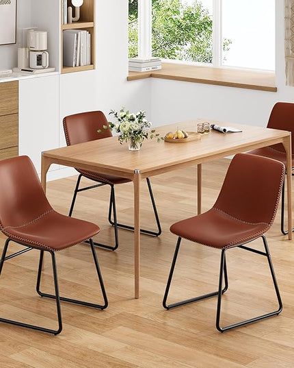 Dining Chairs Set of 4, Kitchen & Dining Room Chairs Dining Chairs Midcentury Modern Chair, Mid Century Faux Leather Dining Chair Comfortable,Dining Chair for Home - LeafyLoom