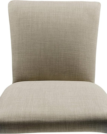 Homepop Home Decor | Classic Upholstered Parsons Dining Chairs | Set of 2 Accent Dining Chairs with Nailhead Trim, Natural Linen - LeafyLoom