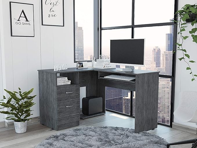 NicBex Kimberly-DW-00012-LWJ Home Office Desks, 47.2"x41.3"x47.2", Gray - LeafyLoom